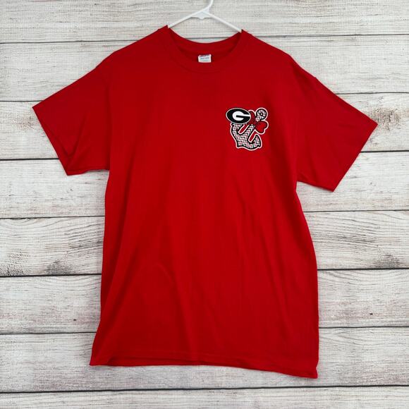 Georgia Bulldogs Bowtie Anchor Logo T-Shirt Adult Medium Red Gildan - Picture 2 of 9